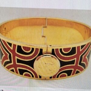 Spartina never worn, Gold Tone Bangle with Red and Black Design